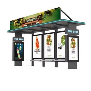 Custom New Design Powder Coated Solar Power Bus Stop Shelter