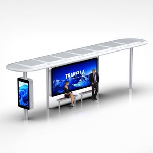 Prefabricated Open Bus Stop Shelter Stylish Solar Bus Shelter
