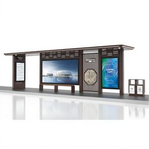 Outdoor Furniture Galvanized Steel Bus Stop Shelter with Solar Panels