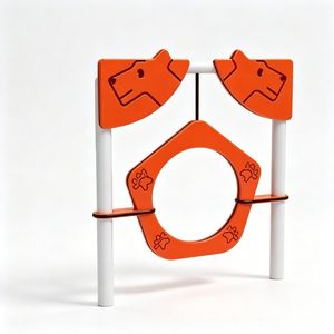 Pet Training Dog Park Jump Hoop Pentagon Paw Print Topper Orange White HDPE Outdoor