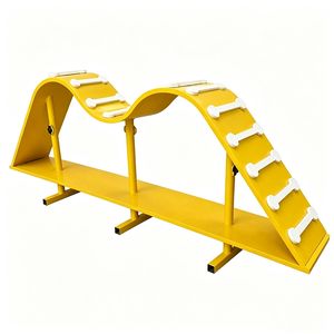 Pet Training Dog Park Climb Ramp Wavy Arch Bone Step Yellow White Wooden Backyard