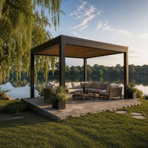 Motorized Aluminum Garden Pergola with Adjustable Louver Roof
