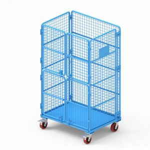 Foldable Mesh Tall Logistics Trolley for Warehouse Order Picking Garden Office Mall Storage with Powder Coated Finish Anti Rust Frame