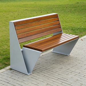 Customizable Simple Stainless Steel Outdoor Public Garden Furniture Benches with Back Metal Seat Chair Wood Solar Outdoor Bench for Park Squares Shopping Malls