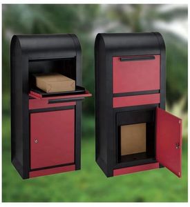 Black Red Curved Top Metal Parcel Box for Garden Pathway Street Villa Commercial Hotel Outdoor with Ventilation Holes Custom Size