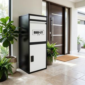 Black White Metal Tall Delivery Box for Home Entrance Package Drop Park Street Villa Commercial with Drainage Holes Custom Size