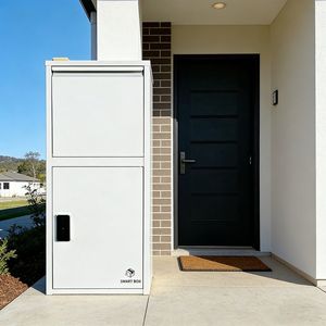 White Freestanding Metal Tall Parcel Box for Front Fence Street Side Villa Commercial Hotel Campus with Custom Size Powder Coated