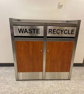 Stainless Steel Receptacle Storing Rubbish Garbage Waste Trash Bin